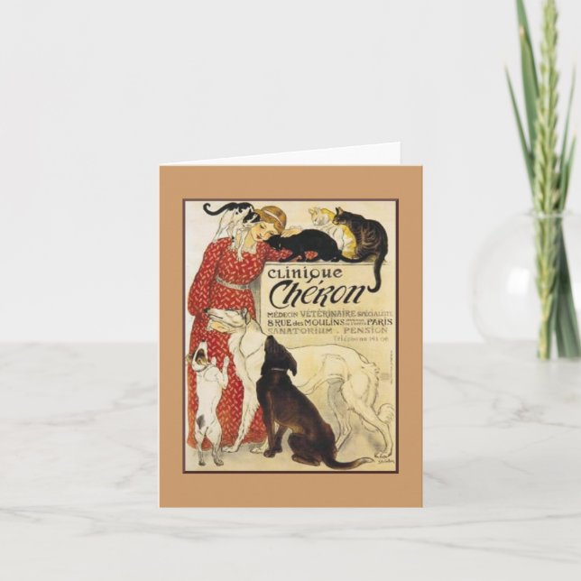 Fransk veterinär annons notkort kort (Framsida)