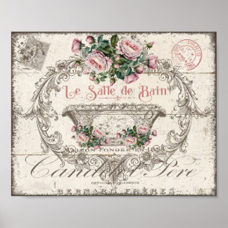 Fransk Victorian Bathtub Cherubs Rosa ros Poster