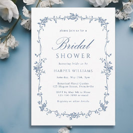 Fransk Victorian Blue Blommigt Classy Möhippa Inbjudningar