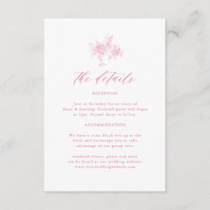 Fransk Victorian Toile Rosa Bröllop Information Tilläggskort