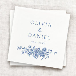 Fransk Viktoriansk marin blå Bröllop Ornate-Blommi Pappersservett