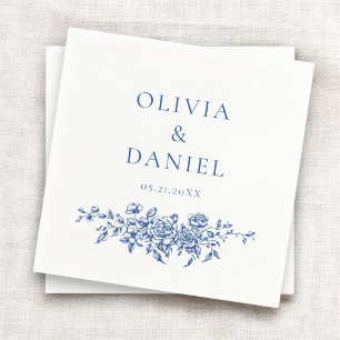 Fransk Viktoriansk marin blå Bröllop Ornate-Blommi Pappersservett