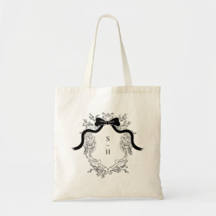 Fransk Viktoriansk Vapensköld Bow Monogram Wedding Tygkasse
