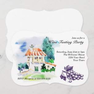 Fransk Villa Vin Taste Party Inbjudningar