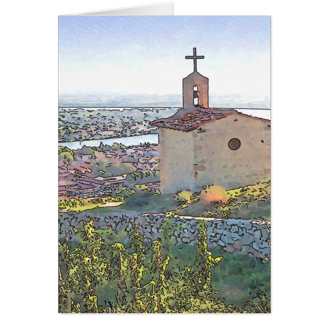 Fransk Vin byn Hälsningskort (Framsidan)