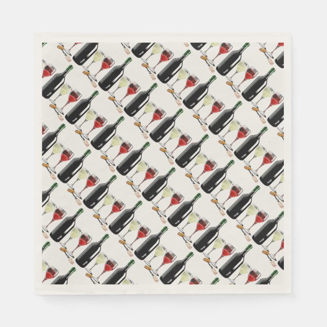 Fransk Vin Glass Temaparty Pappra blöjor Pappersservett (Framsidan)