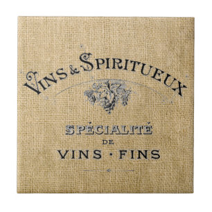 Fransk Vin på Burlap Kakelplatta
