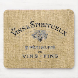 Fransk Vin på Burlap Musmatta