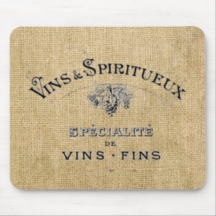 Fransk Vin på Burlap Musmatta