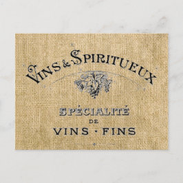 Fransk Vin på Burlap Vykort