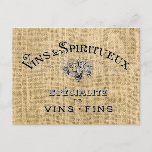 Fransk Vin på Burlap Vykort (Framsida)