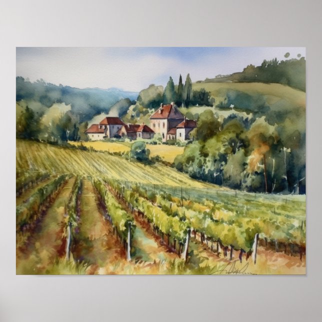 Fransk Vineyard Ligcape Art Skriv ut Poster (Framsidan)