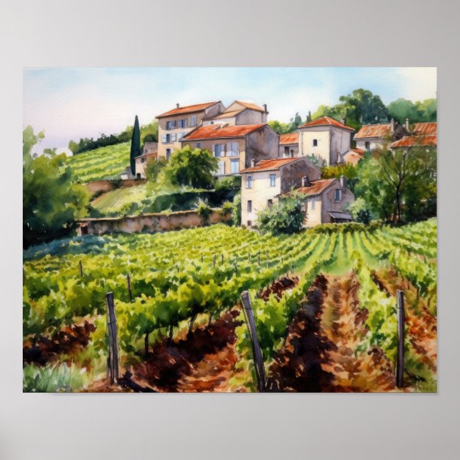 Fransk Vineyard Ligcape Art Skriv ut Poster (Framsidan)