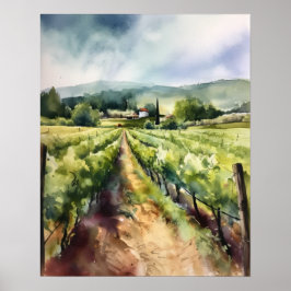 Fransk Vineyard Ligcape Art Skriv ut Poster