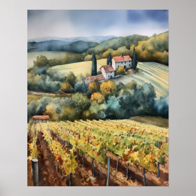 Fransk Vineyard Ligcape Art Skriv ut Poster (Framsidan)