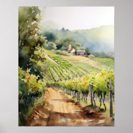 Fransk Vineyard Ligcape Art Skriv ut Poster