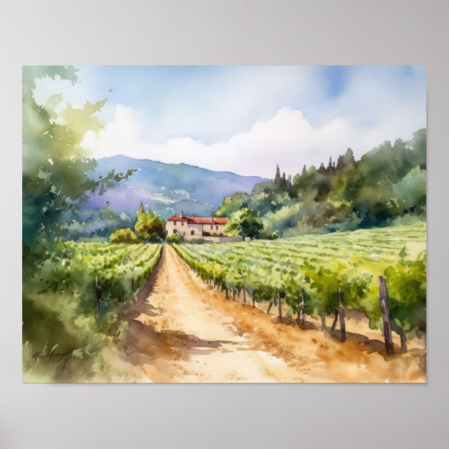 Fransk Vineyard Ligcape Art Skriv ut Poster (Framsidan)