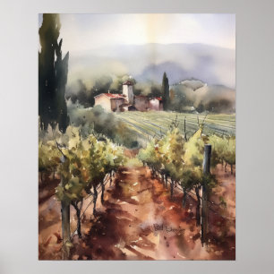 Fransk Vineyard Ligcape Art Skriv ut Poster