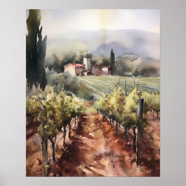 Fransk Vineyard Ligcape Art Skriv ut Poster (Framsidan)