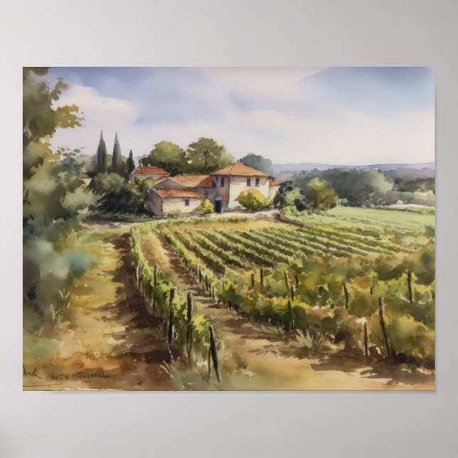Fransk Vineyard Ligcape Art Skriv ut Poster (Framsidan)