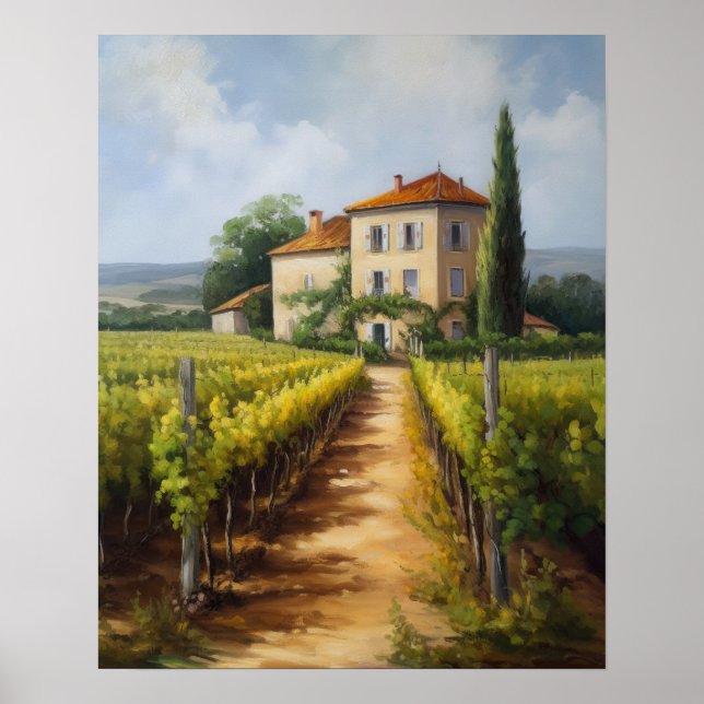 Fransk Vineyard Ligcape Art Skriv ut Poster (Framsidan)