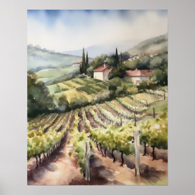 Fransk Vineyard Ligcape Art Skriv ut Poster (Framsidan)