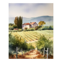 Fransk Vineyard Ligcape Art Skriv ut Poster
