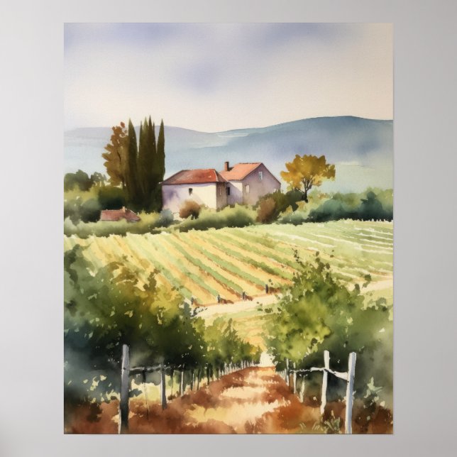 Fransk Vineyard Ligcape Art Skriv ut Poster (Framsidan)