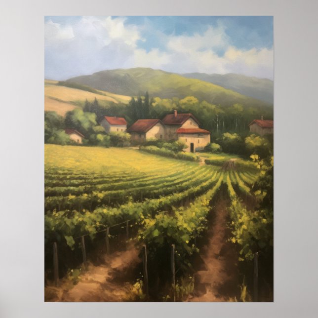 Fransk Vineyard Ligcape Art Skriv ut Poster (Framsidan)