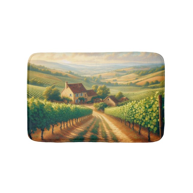 Fransk Vineyard Oljemålning - avsida Badrumsmatta (Framsidan)