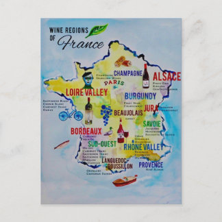 Fransk vinregionkarta vykort