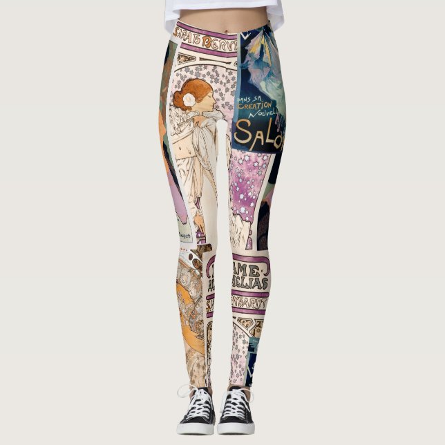 Fransk Vintage affisch Art Collage Personalize Leggings (Framsida)