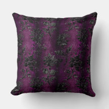Fransk Vintage Black Blommigt Damask Lila Mönster
