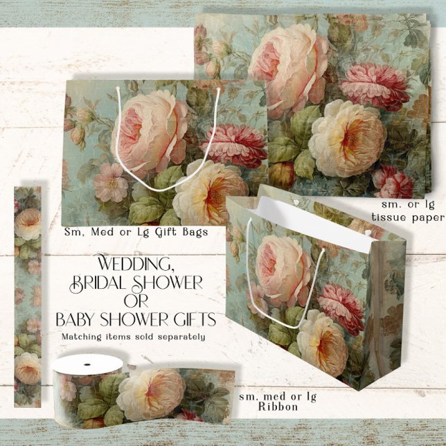 Fransk Vintage Blommigt Ro Blue Rosa Möhippa (Skapare uppladdad)