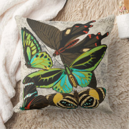 Fransk Vintage Butterflies Illustration-1 Kudde