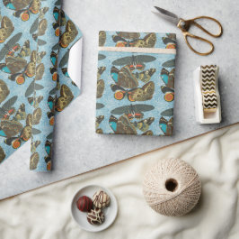 Fransk Vintage Butterflies Illustration-2 Presentpapper