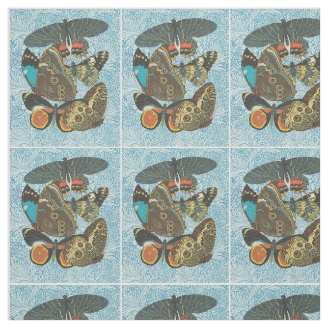 Fransk Vintage Butterflies Illustration-2 Tyg (Provkarta)