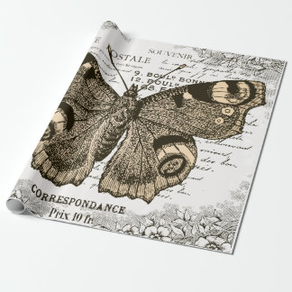 Fransk Vintage Butterfly Wrapping Papprare Presentpapper