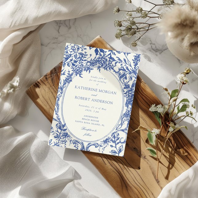 Fransk Vintage Elegant Blommigt Bröllop Inbjudningar (Skapare uppladdad)