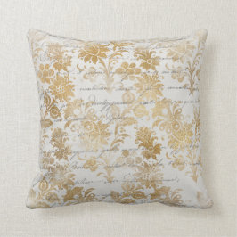 Fransk Vintage Guld Blommigt Kudde