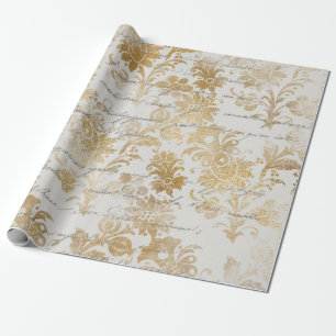 Fransk Vintage Guld Blommigt Presentpapper