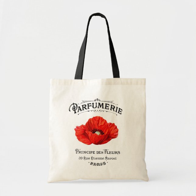 Fransk Vintage Parfym Maker Red Poppy Paris Tygkasse (Framsidan)
