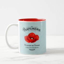 Fransk Vintage Parfym Maker Red Poppy Teal Två-Tonad Mugg