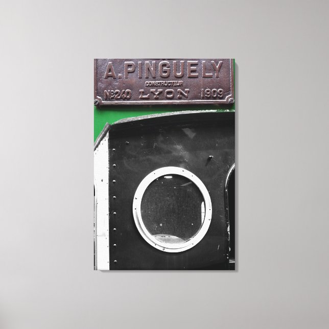 Fransk Vintage Plaque 1909 Steam Engine Canvas (Framsida)