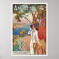 Fransk Vintage resor Poster Antibes Côte d'Azur