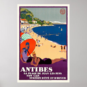 Fransk Vintage resor Poster Antibes Juan-les-Stift