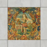 Fransk Vintage Tapestry Mönster Jewel Tones Kakelplatta<br><div class="desc">Lägg till en elegant och en unik fokalpunkt i utrymmet för vindrutor med dessa Fransk vintage-keramiska plattor i mönster. De rik juveltonerna i grönten av skogarna, guld, tårblått och burgundi kommer att komplettera många inhemska program för färg och stilar. Den antika konstruktionen har ett centralt, kritiskt figur omgivet av lavta...</div>