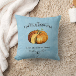 Fransk Vintage Veggie Vegan Pumpkin Blue Kudde