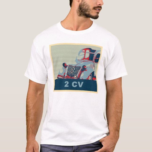 Fransk vintageklassikerbil, popkonststil tee shirt (Framsida)