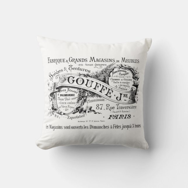 fransk vintagetypografishabby chic dämpar kudde (Framsida)